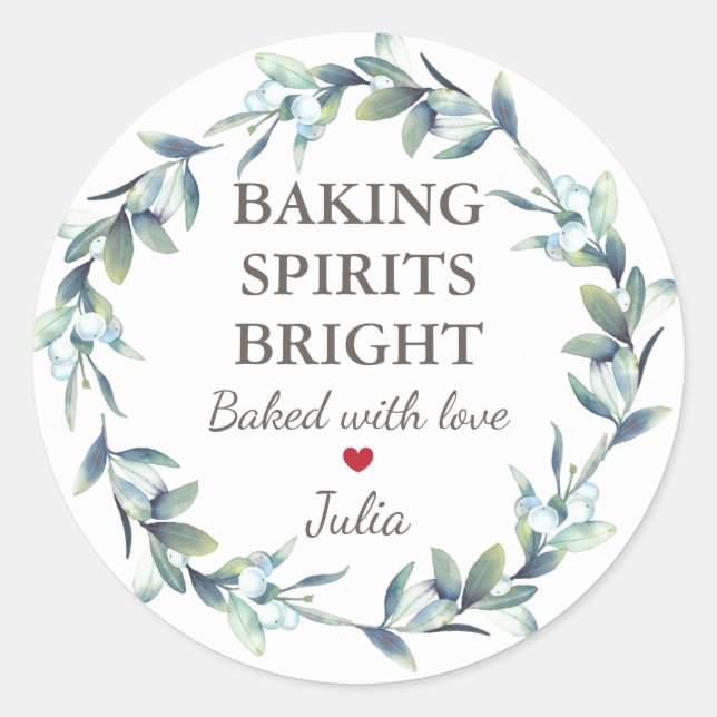 Sticker Rond Vacances de Noël Baking Spirits brillant avec amou (Devant)