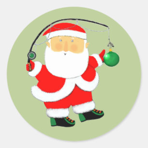 Sticker Rond Vacances de Noël de pêche
