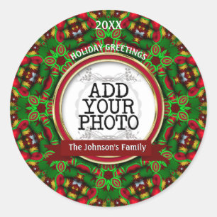 Sticker Rond Vacances de Noël Photo de famille Momento