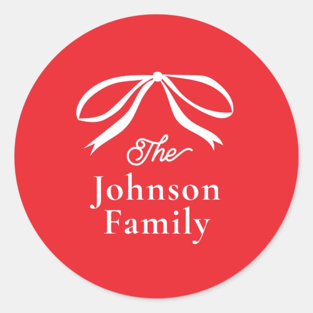 Sticker Rond Vacances de Noël simple Bow (Devant)