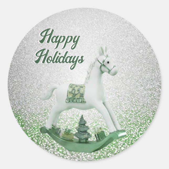 Sticker Rond Vacances de Noël vert à Cheval Blanc (Devant)