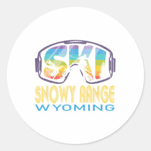Sticker Rond Vacances de ski dans la Snowy Range Wyoming 
