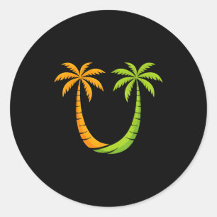 Sticker Rond Vacances d'été cool hommes femmes coucher de solei