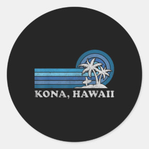 Sticker Rond Vacances d'été en famille vintage à Kona Hawaii Be