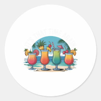 Sticker Rond Vacances d'été tropicales de Tails dans l'île des