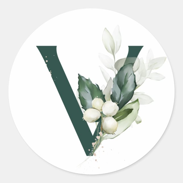 Sticker Rond Vacances d'hiver MONOGRAMME baies blanches   (Devant)