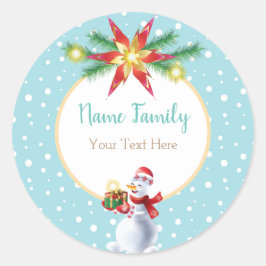 Sticker Rond Vacances d'hiver Noël et Nouvel An Snowman