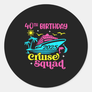 Sticker Rond Vacances en croisière Anniversaire Ami Famille 40e