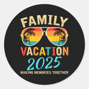 Sticker Rond Vacances en famille 2025 Plage Correspondant Vacan