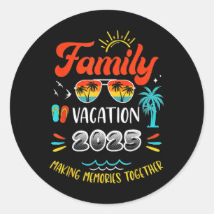Sticker Rond Vacances en famille 2025 Rassembler les souvenirs