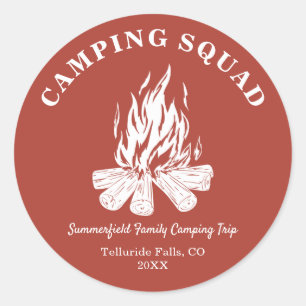 Sticker Rond Vacances en famille Camping Feu de camp Séjour Bro