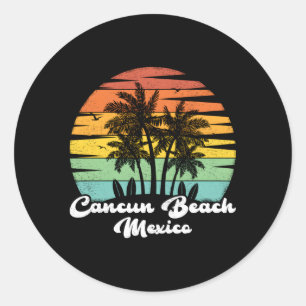 Sticker Rond Vacances en famille Mexico Cancun Beach