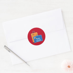 Sticker Rond Vacances en famille, Valises prêtes,