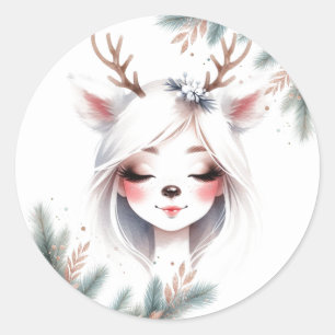 Sticker Rond Vacances enchantées Beauté Reindeer Thème