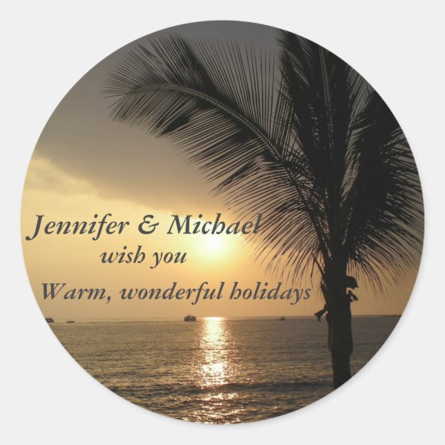 Sticker Rond Vacances et couchers de soleil dans les tropiques (Devant)