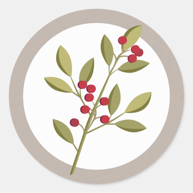 Sticker Rond Vacances Garland Noël Berry Enveloppe Sceau (Devant)