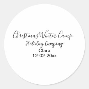 Sticker Rond Vacances hivernales camping personnalisé ajouter u