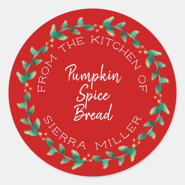 Sticker Rond Vacances Holly Wreath Cuisine Traitements Cadeau R (Devant)