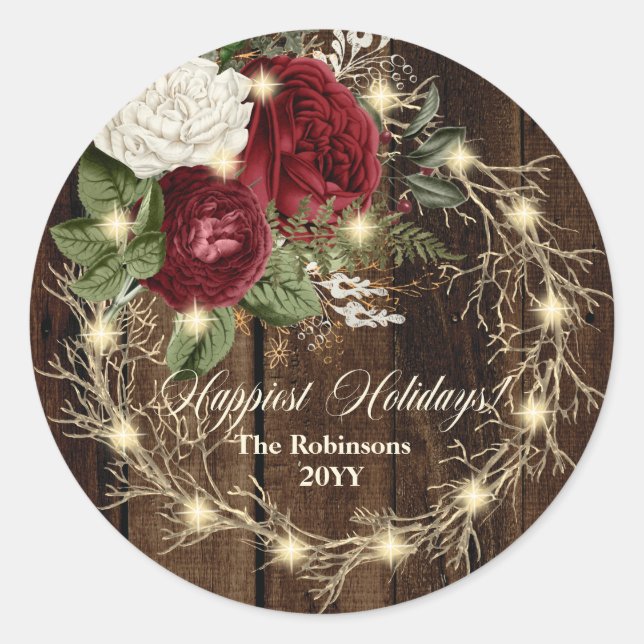 Sticker Rond Vacances les plus heureuses - Wreath Woodsy Rustiq (Devant)
