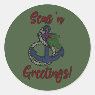 Sticker Rond Vacances nautiques   Seas 'n Salutations