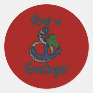 Sticker Rond Vacances nautiques   Seas 'n Salutations