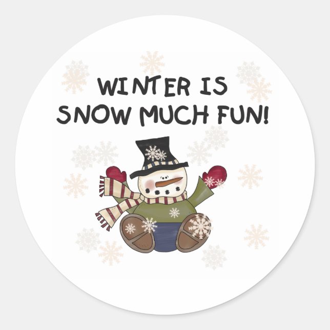 Sticker Rond Vacances neige beaucoup amusant (Devant)