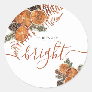 Sticker Rond Vacances Rustiques D'Hiver De Citrus Et De Pins