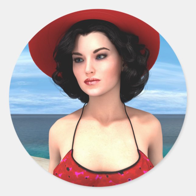 Sticker Rond Vacances Vintage (Devant)