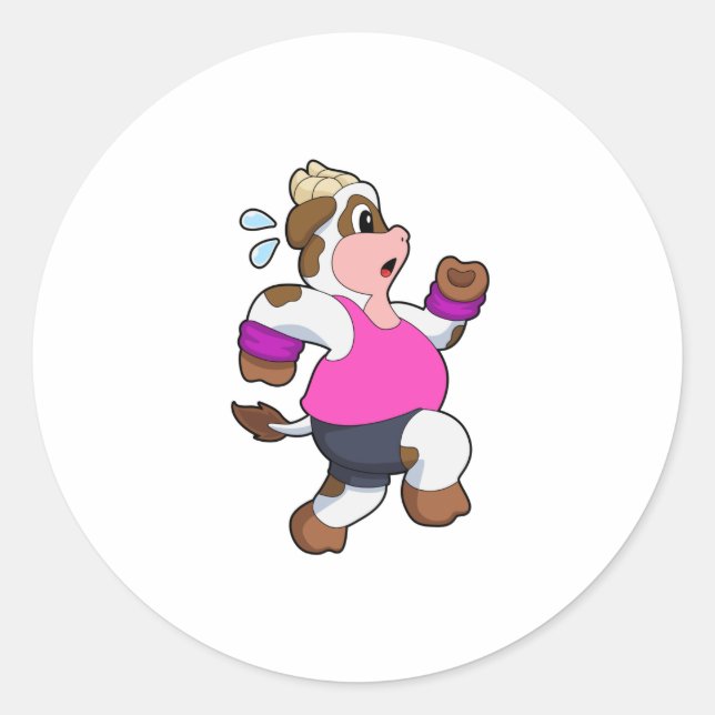 Sticker Rond Vache à la course (Devant)