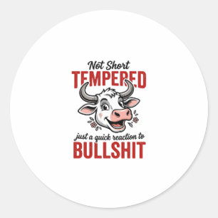 Sticker Rond Vache à tempérament drôle vintage
