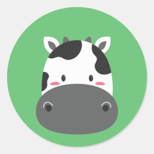 Sticker Rond Vache Anniversaire Art pour enfants