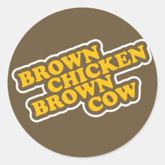 Sticker Rond Vache Brown à brun de poulet