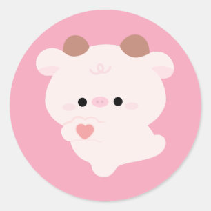 Sticker Rond Vache d'amour mignonne
