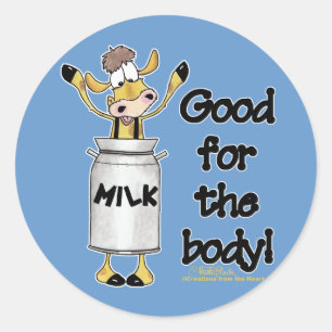 Sticker Rond Vache dans la boîte de lait