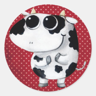 Sticker Rond Vache de bébé mignonne