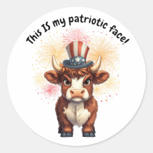 Sticker Rond Vache de haute-terre grincheuse
