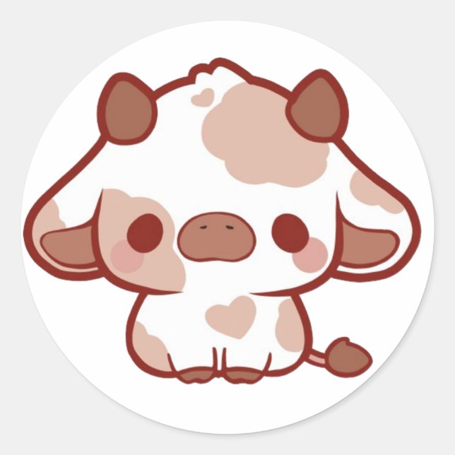 Sticker Rond Vache de Kawaii (Devant)