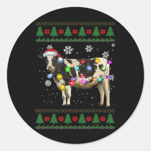 Sticker Rond Vache de Noël Lait Louvain de vache
