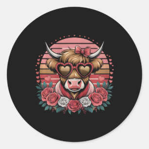 Sticker Rond Vache drôle Saint-Valentin pour filles femmes amou