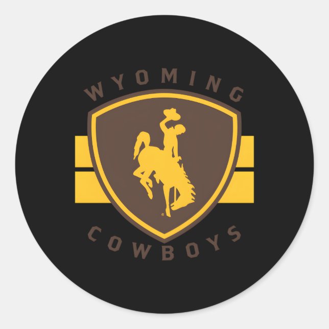 Sticker Rond Vache du Wyoming Bande dorée (Devant)