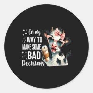 Sticker Rond Vache En Chemin Pour Prendre De Mauvaises Décision