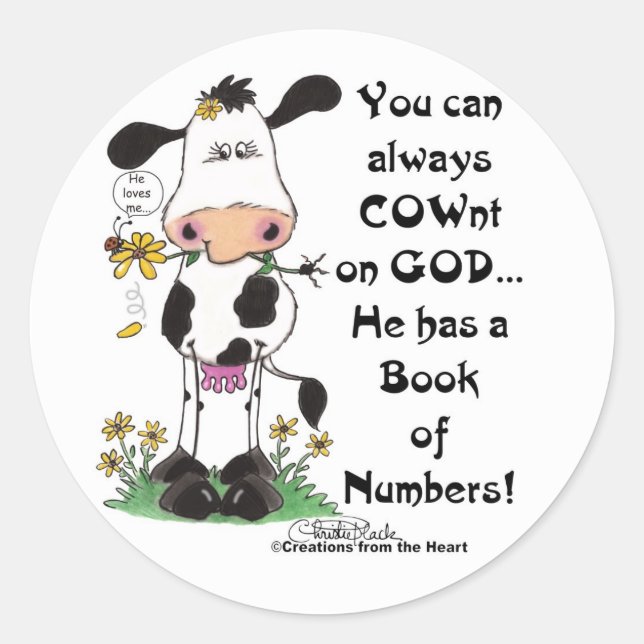 Sticker Rond Vache et coccinelle Pas de Vache sur Dieu (Devant)
