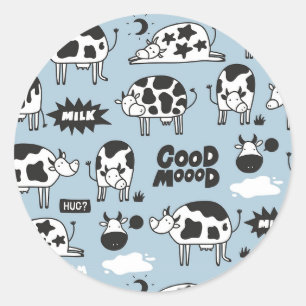 Sticker Rond Vache et lait