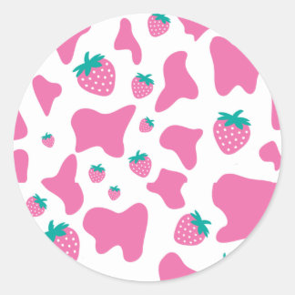 Sticker Rond Vache fraise