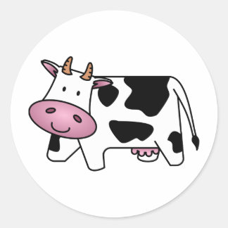 Sticker Rond Vache heureuse