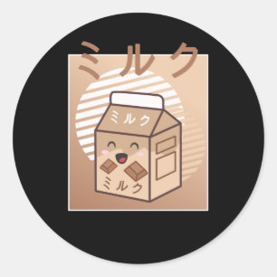 Sticker Rond Vache Kawaii Retro Japonaise Chocolat Vaches Lait