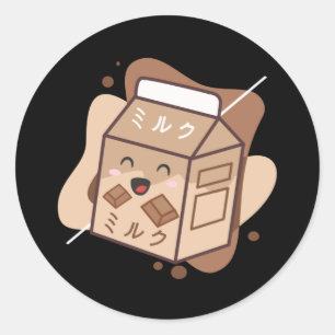 Sticker Rond Vache Kawaii Retro Japonaise Chocolat Vaches Lait