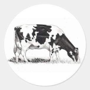 STICKER ROND VACHE LAITIÈRE, ART PENCIL