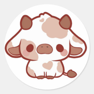 Sticker Rond Vache mignonne