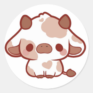 Sticker Rond Vache mignonne